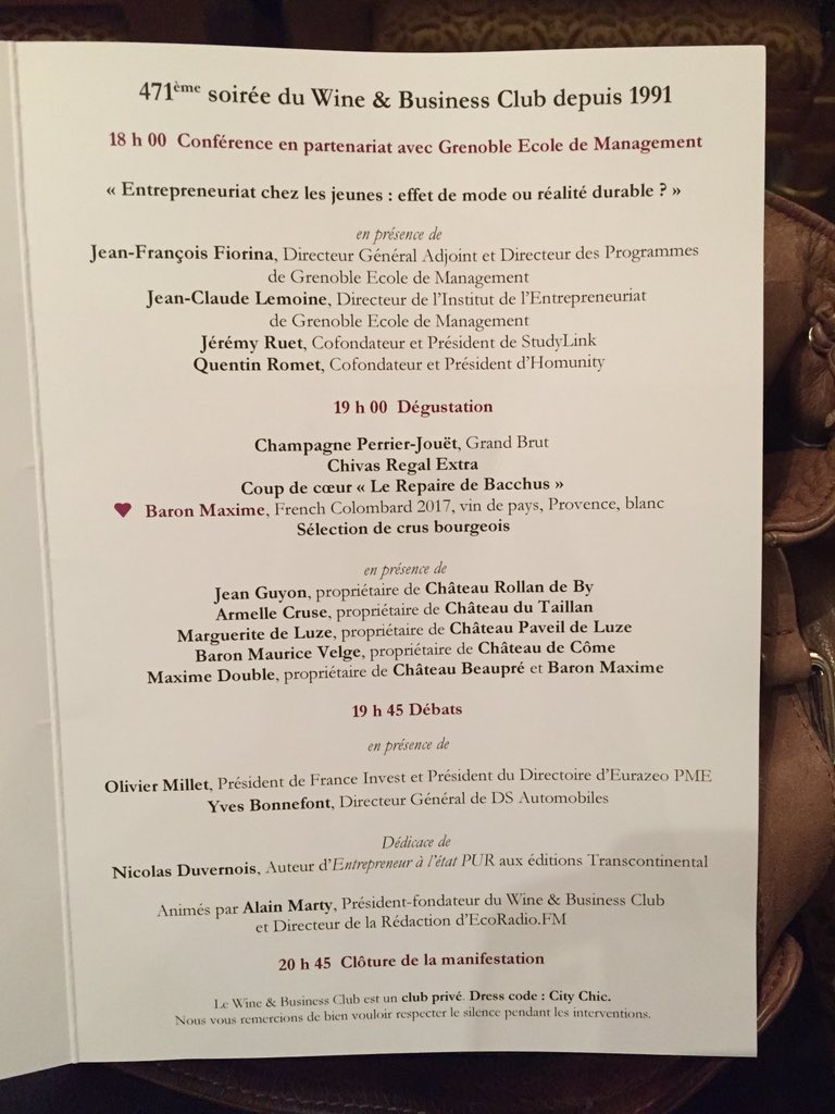 Spichavant's tweet photo. Ce soir, conférence « #Entrepreneuriat chez les jeunes: effet de mode ou réalité durable? » avec les témoignages des cofondateurs de #StudylLink et d’#Homunity @WineBusinessC https://t.co/T984I11JoK
