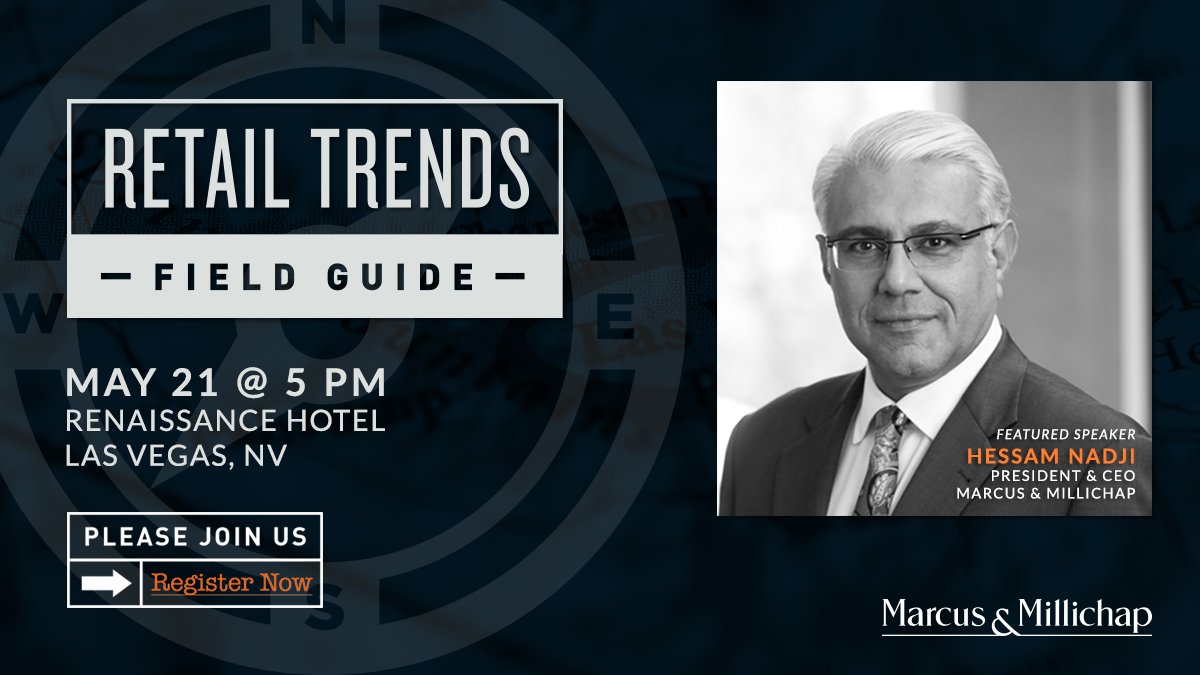 MMREIS's tweet photo. Attending #ICSC_RECon?  Join featured speaker, Hessam Nadji and a panel of industry experts at Marcus &amp; Millichap Retail Trends 2018. Monday, May 21 at 5 PM Renaissance Hotel, Las Vegas, NV. Register Today: https://t.co/KIMYquMmdx https://t.co/qHgdZN0nnz
