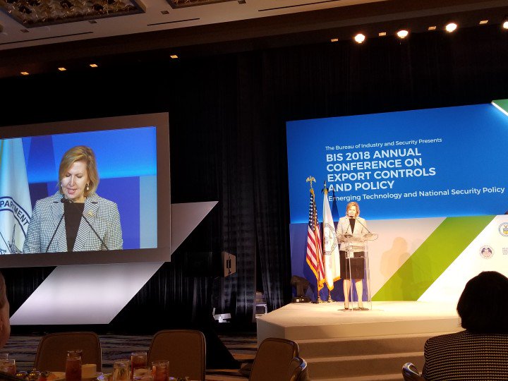 tradelawnews's tweet photo. Deputy National Security advisor and former BIS Under Secretary Mira Ricardel is keynote speaker at #BISUpdate in DC. Opening remarks highly critical of #IranDeal and Iranian regime. Said that administration should look at the "whole picture", not limited approach. https://t.co/MiZ3WCU3Qo
