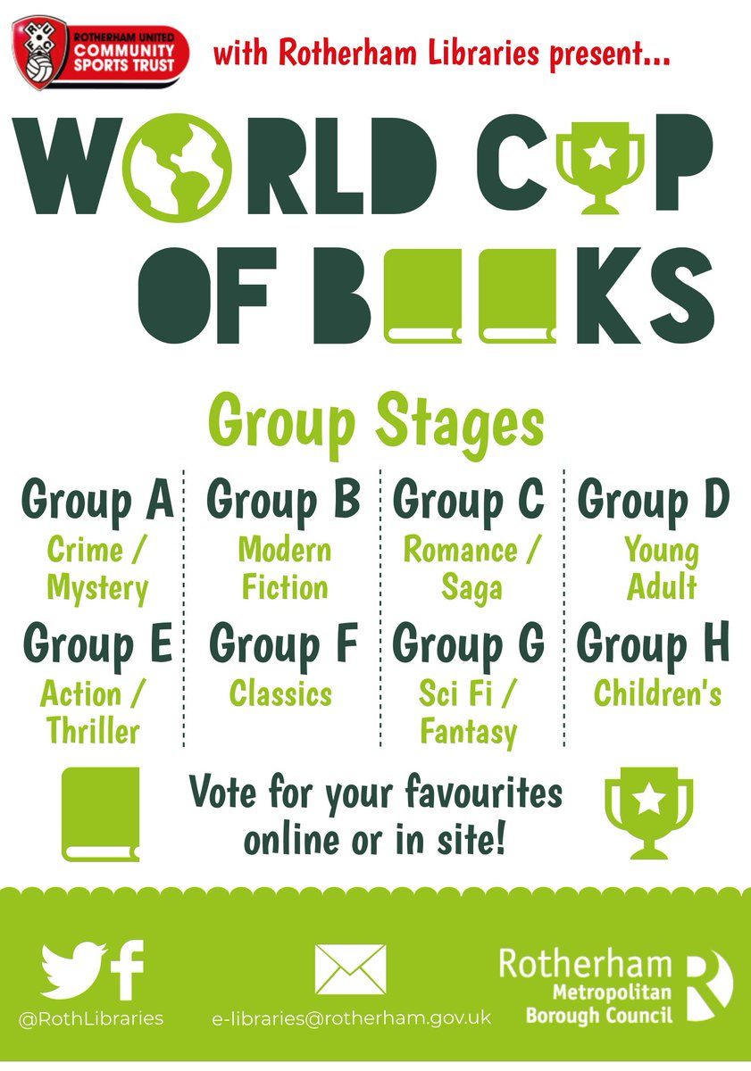 Rotherham Libraries Our World Cup Of Books Borrowed From The Brilliant Richardosman Kicks Off With Groups A B Next Week You Ll Be Able To Vote On Here Facebook Or