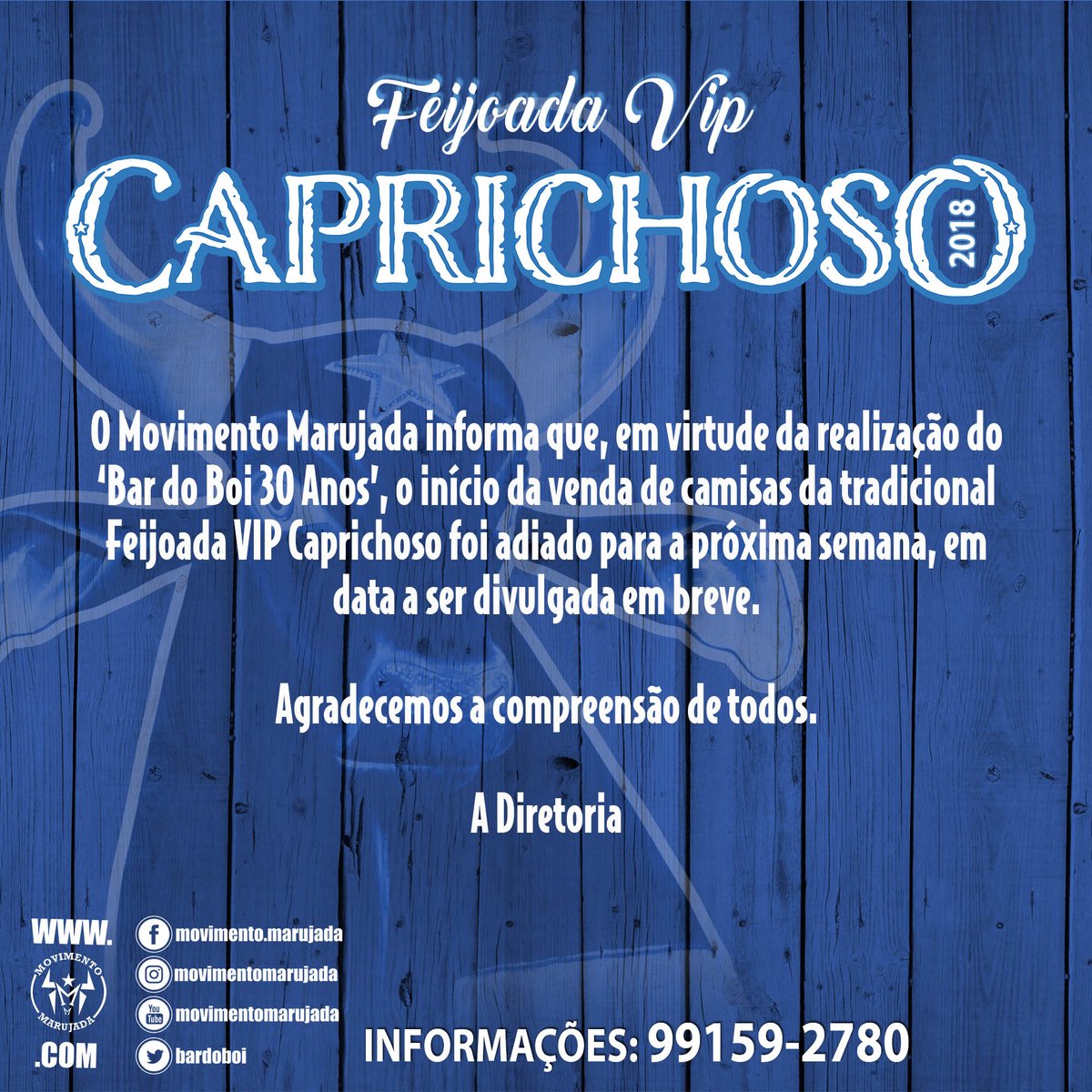 BardoBoi's tweet photo. Comunicado importante do Movimento Marujada. #FeijoadaVIP #Caprichoso2018 https://t.co/XEt6m7JPoP