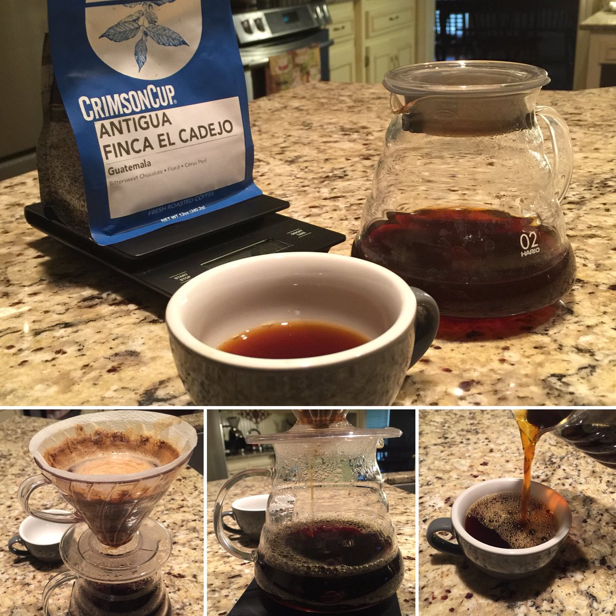 This morning’s coffee. Guatemala Antigua (via Crimson Cup). V60 dripper using the Rao method. Resulting brew is smooth, clean, and slightly sweet with no bitterness. Citrus peel tones are light, but evident enough for a welcome brightness. Always a welcome cup of coffee!