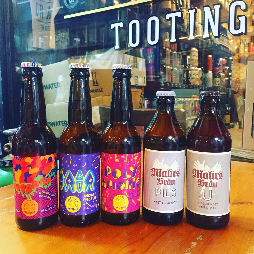 CraftTooting's tweet photo. #Oedipus from #Amsterdam ARE IN #Tooting with a gorgeous #DIPA, IPA and Mango Sour 🙃🍻PLUS some real proper, proper German beers from #Mahrs Brau, a Pils to sink in the sun & their best selling #aU Unfiltered Kellerbier 👊 #Craft #Tooting #beer #bar & Bottle shop 🍻#Craftbeer https://t.co/mnFtqpVa8J