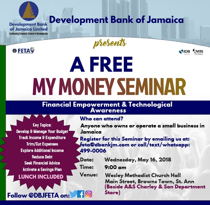 DBJFETA's tweet photo. REMINDER! Look out TOMORROW #BrownsTownStAnn @JBDCJamaica @orcjamaica @MINDJamaica @sdcjamaica @JamaicaTax @jamaicacommerce https://t.co/1B1pjoiUL3