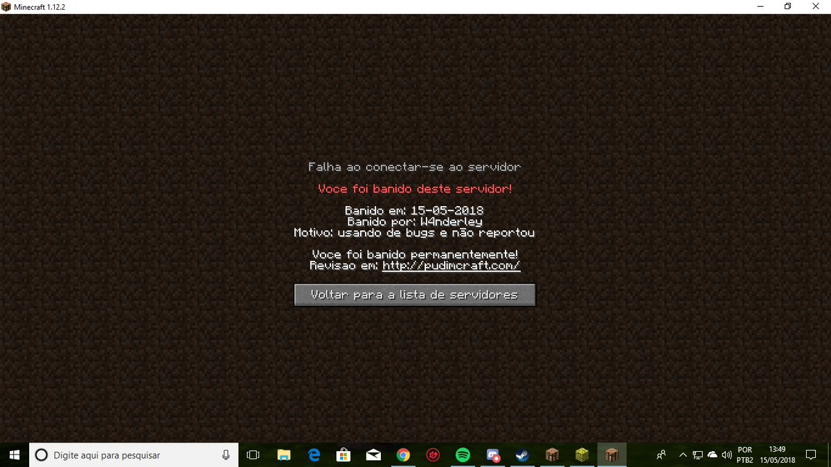 ImFortunity_'s tweet photo. Eis que vc ta brincando com sue amigo e vc ver isso. Fui banido injustamente pelo staff por falei pro meu amigo que tinha um vilage com redstone ele nen virao se eu tinha nen provas eles tem contra min isso que da ter staff inutiu assim. @PudimCraft https://t.co/uqOwowEclm