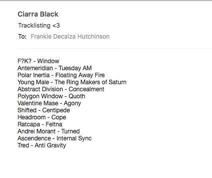 Before our new mix is about to drop, check out <a href="/ciarra_black/">Ciarra Black</a>'s track list for her mix 🔥 soundcloud.com/discwoman/disc…
