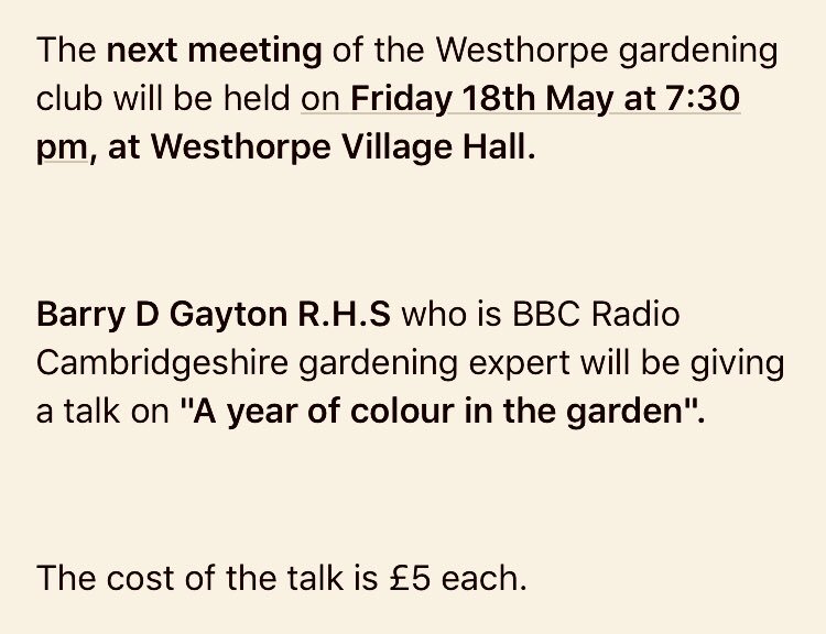 westhorpegarden's tweet photo. Our next meeting is this Friday: https://t.co/vabxMcVd2T