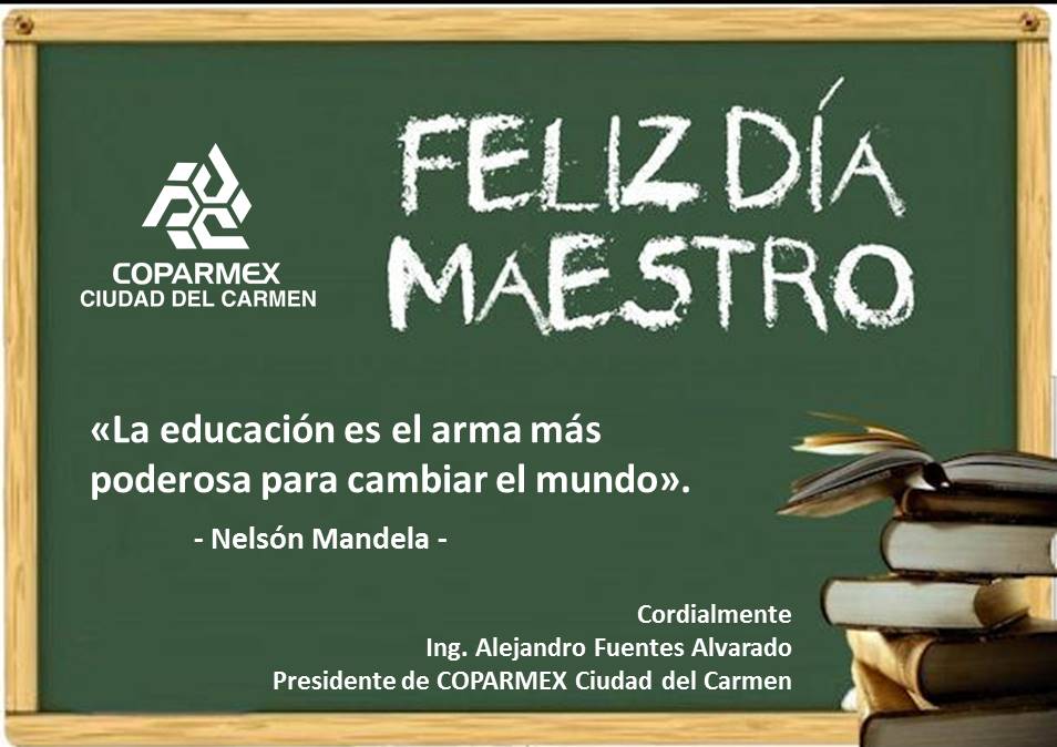 COPARMEXCARMEN's tweet photo. Gracias por su importante labor educativa...Feliz día https://t.co/xUCSNi0fUU