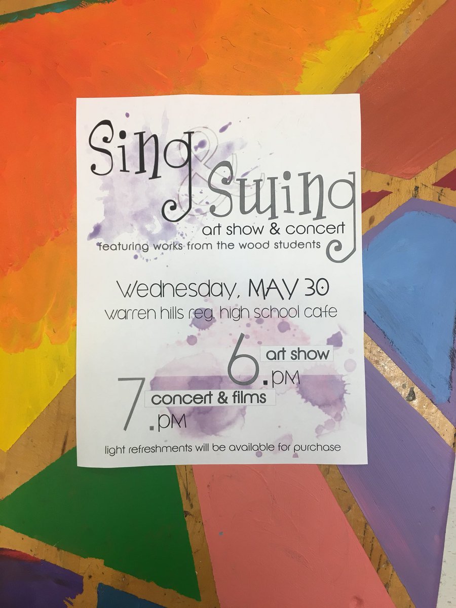 SING &amp; SWING is right around the corner... save the date a come celebrate the arts at Warren Hills #WHRHSPRIDE