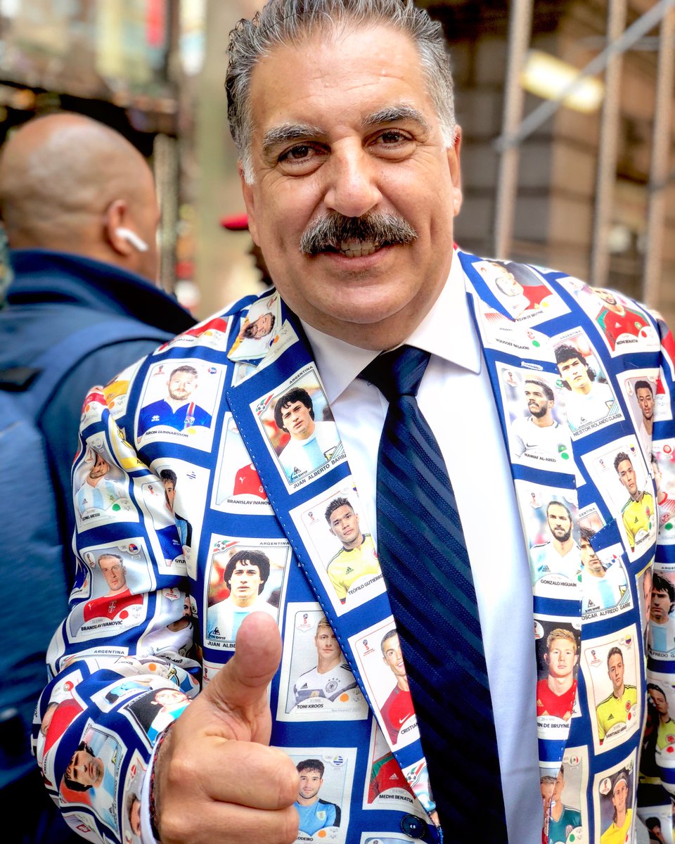 YLSSoccer's tweet photo. Are you ready for the World Cup... @FernandoFiore is! 
The Argentinian television personality who covers soccer was @Modells in NYC promoting @paniniWCUSA  #WorldCup  Sticker Book rocking the #paniniblazer - #Swag https://t.co/pYsYRmQNsy