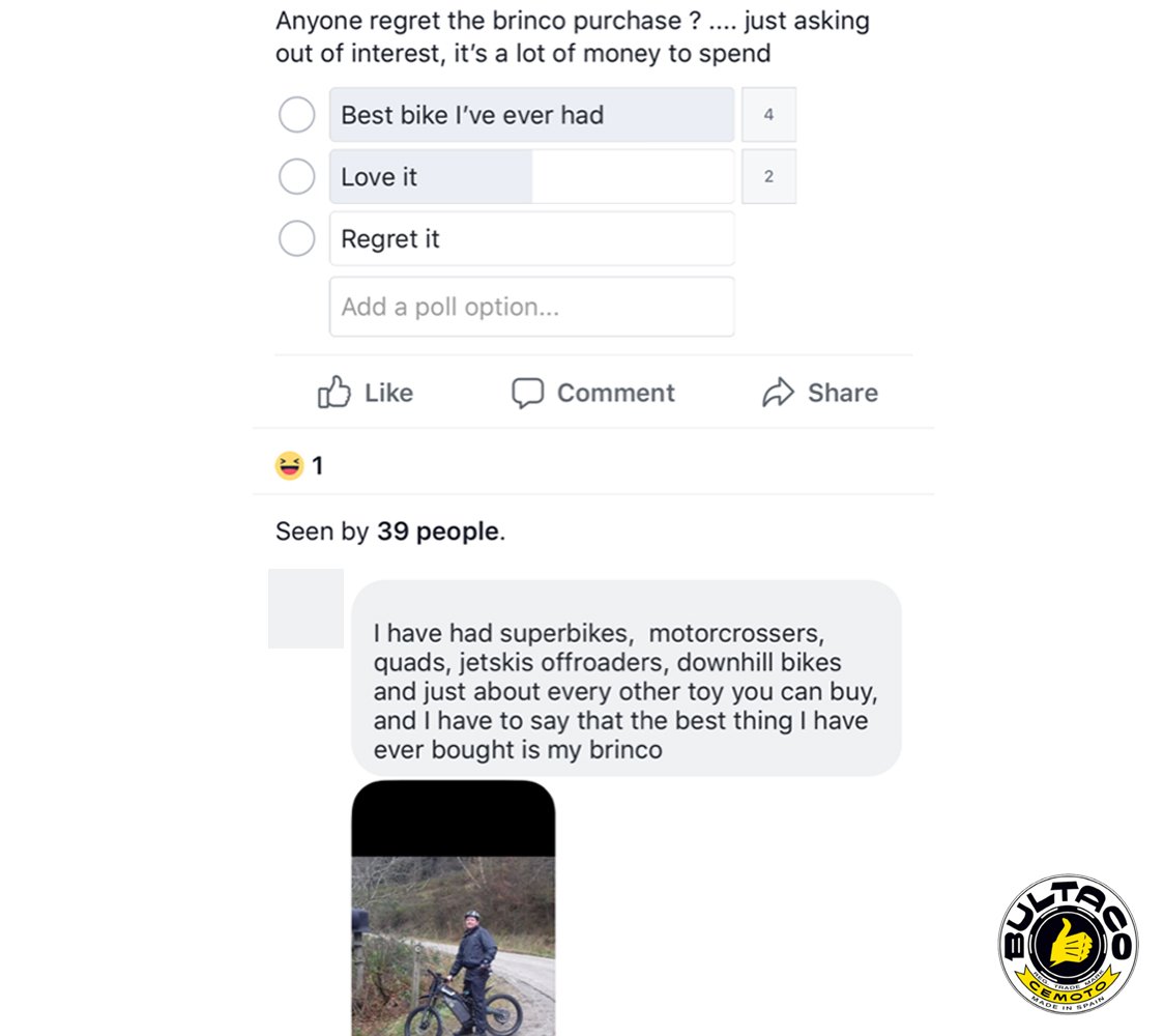 Just incase you're unsure about how good the Bultaco Brinco really is ... 😉👍

bultaco.co.uk

#eperformance #emtb #enduro #mtb #hybrid #pedelec #ebike #Bultaco #brinco #motobike #moto #bike #electricmotorcycle