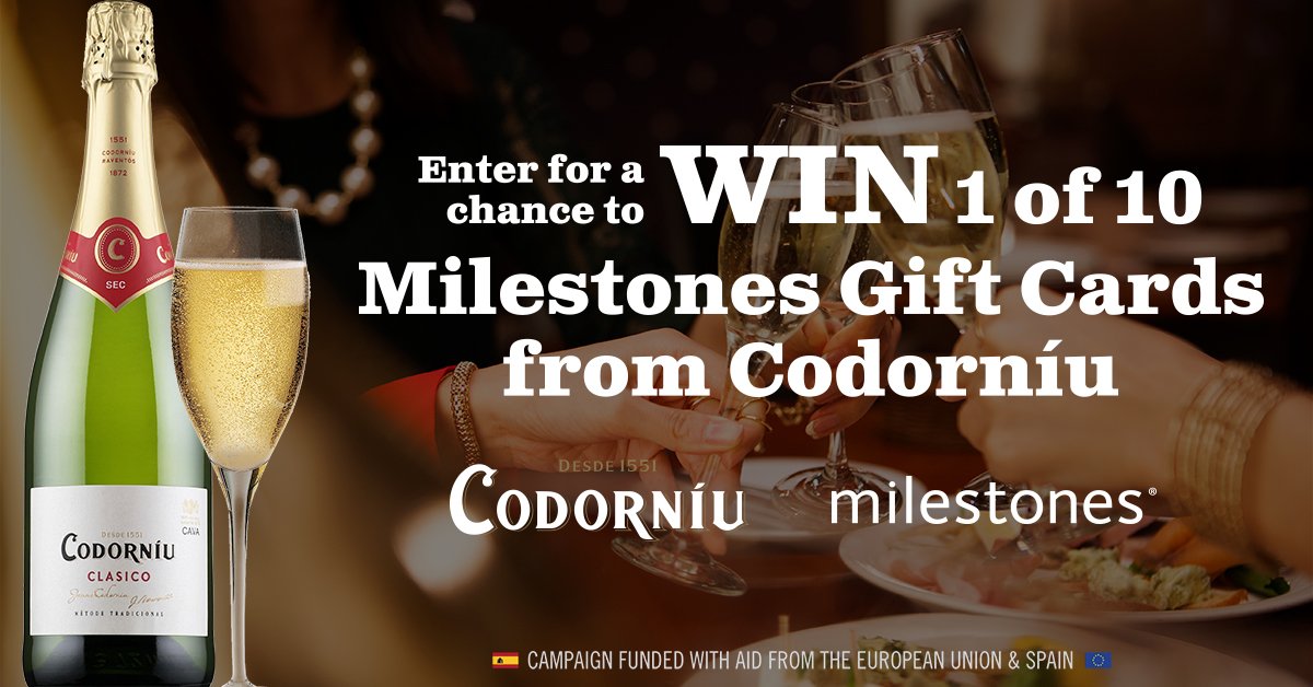 MilestonesCa's tweet photo. Want the chance to #win 1 of 10 $100 Milestones Gift Cards from Codorníu?! 

Enter online at https://t.co/SZJVn0OklQ
-
*Contest closes on May 30, 2018. Open to residents of Alberta, British Columbia, Ontario and Saskatchewan over 19 years of age at the time of entry. https://t.co/8HyR5vH8wN