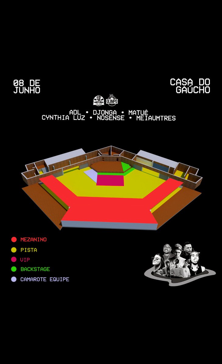 JotaRomani's tweet photo. Pra quem vai ir no show do DJONGA, MATUÊ, CYNTHIA LUZ E ADL, fica ligado no mapa de cada setor pra se localizaram direito na Casa do Gaúcho!!!!
#Olimpo #TriRap https://t.co/5cOO7rxkrM