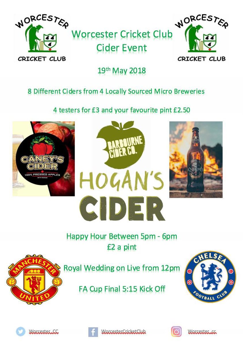 Worcester_CC's tweet photo. First Delivery of Cider has arrived and we are 4 days away! Weather looks set for a scorcher at the Gordon Jones Memorial Ground on Saturday! So pop down to enjoy local cider and catch the Royal Wedding and FA Cup Final https://t.co/04LUfgkyrh