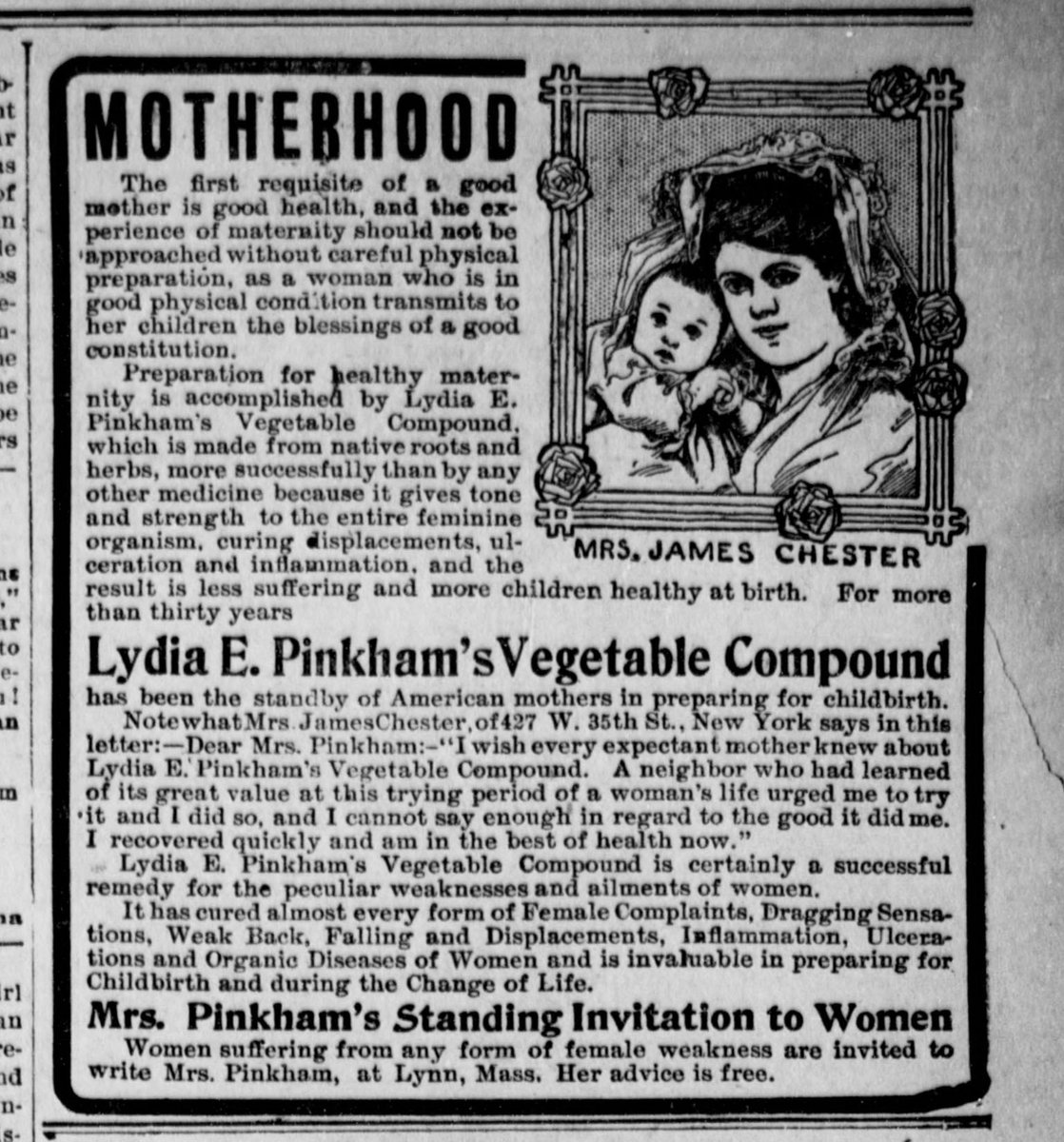 CDRH_UNL's tweet photo. Early 20th-century advertisements promoted miracle medicines that claimed to ease the pains & dangers of childbirth. See how ideas of responsible motherhood may (or may not) have changed with ads for these old remedies #MomsInHistory #ChronAmParty https://t.co/qMoxzJm73y https://t.co/VeBnBEwR7D