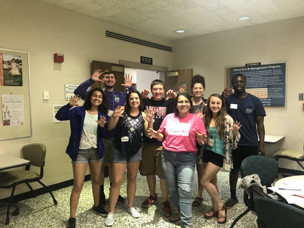 Hey @libartsiupui! Join me in welcoming a small group of our summer 2018 <a href="/IUPUIOTEAM/">IUPUI OTEAM</a> leaders! OTEAM leaders work with new students in orientation all summer. You’ll see this crew around CA this summer. Let’s hear for OTEAM! 👏🎉