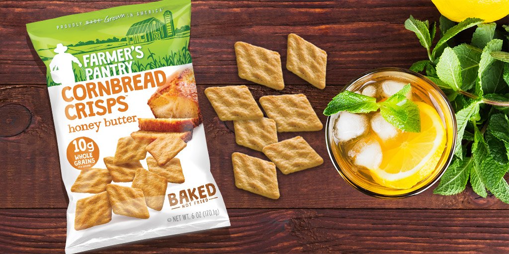 farmpantry's tweet photo. Hungry? Grab an iced tea and #FarmersPantry #CornbreadCrisps and give yourself a well-deserved break! 🤠 https://t.co/SYjNso3CDX