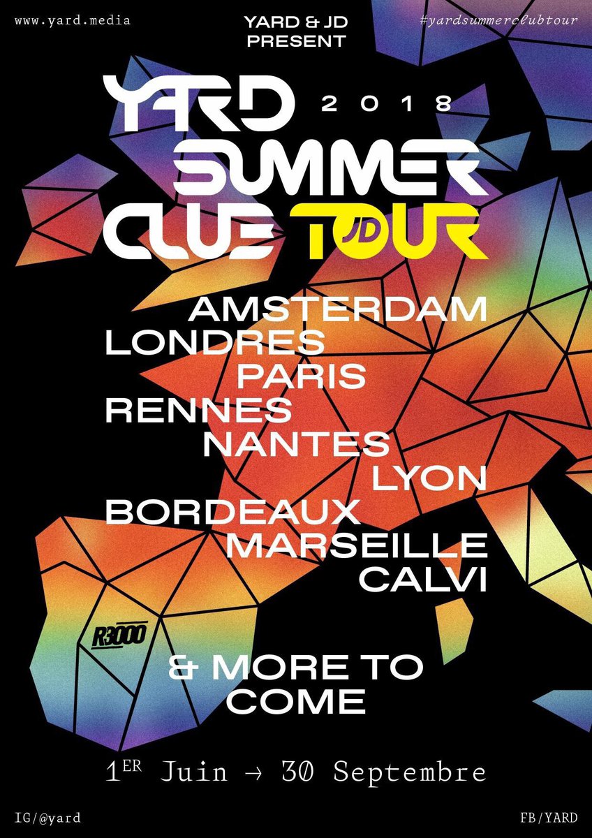 je pars en tournée cet été avec <a href="/yard/">YARD</a> 🌐🌐🌐

Soyez prêt pour le #YARDSUMMERCLUBTOUR seulement. 

On se voit dans ta ville ⚠️⚠️⚠️