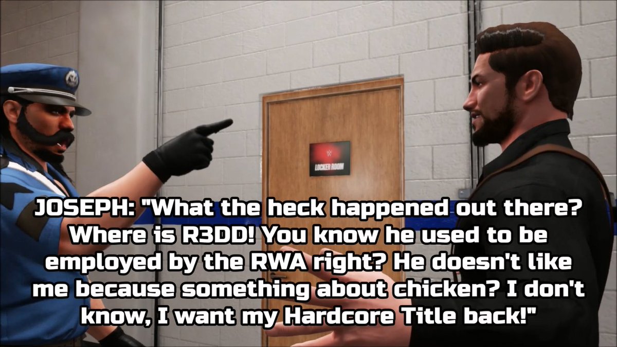 GCAWRESTLING2K's tweet photo. This past Sunday night at the #BattleOfTheBrands event, the #RWA Chairman, #JosephHills was not very amused with @r3dd210's actions! It looks like he wants the RWA Hardcore Championship back! #GCAWrestleVerse #WWE2K18 #YouTube #GCAvsRWA #PS4 #Entertainment #GiveCAWCreatorsAChance https://t.co/erw5n0rUjr