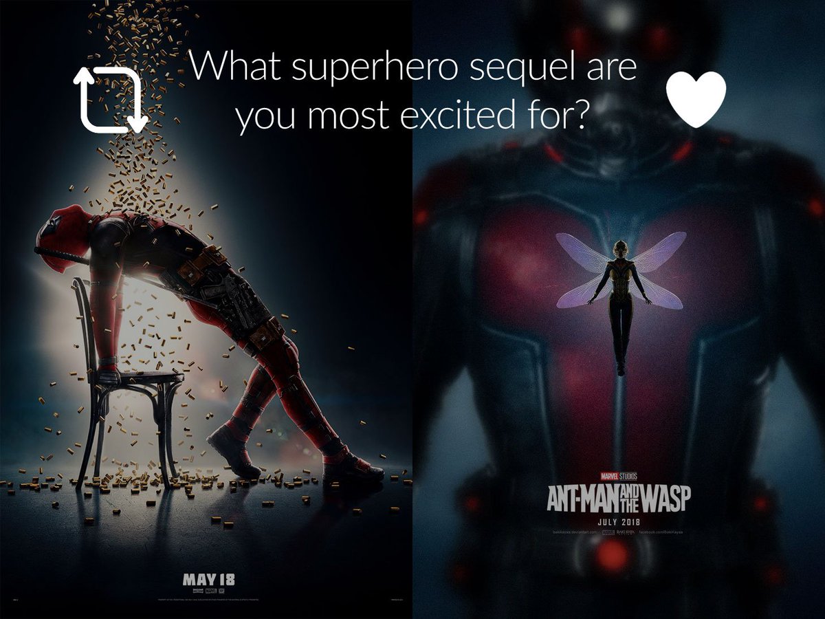 getvideostream's tweet photo. It's a good summer for superhero movies !! Which sequel are you most looking forward to??

RETWEET for Deadpool 2 !!
LIKE for Ant-Man and the Wasp !! https://t.co/blDfLHDA8h