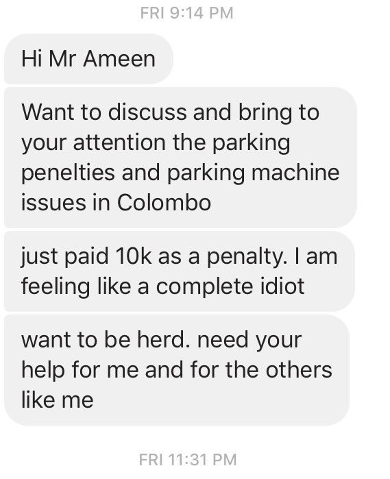 AzzamAmeen's tweet photo. "Rs 10,120 paid as a CMC penalty for  not paying &amp; parking for 2 hours, Rs 1080 penalty for each day until you pay it up to Rs 50,000" Public complain over CMC Parking machines &amp; fines, FYI @Rosy_Senanayake @milindarj https://t.co/6tvRwNhXUN