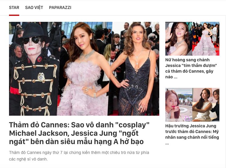 hyori_sunie's tweet photo. Jessica in #Cannes2018 articles are everywhere on homepage of https://t.co/lGaKcEwmuI - one of the most popular online news platforms in Vietnam lol https://t.co/EGETB2BjEQ