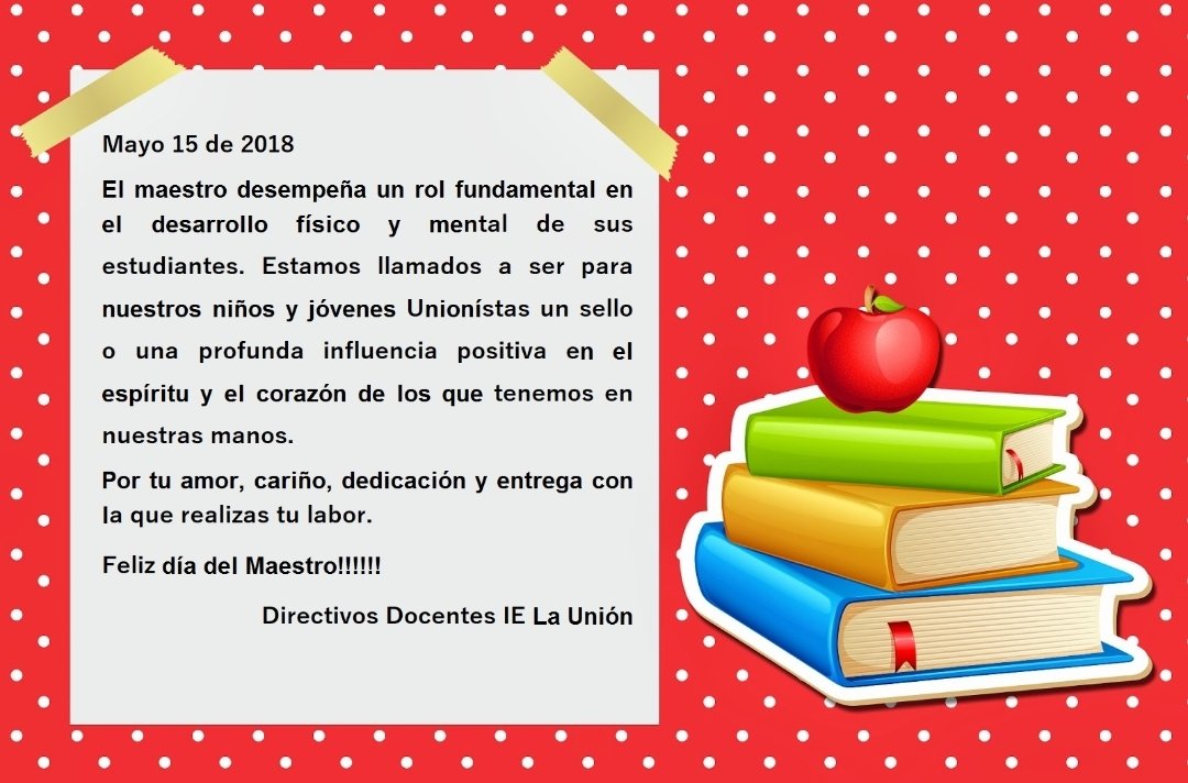 fainrase's tweet photo. Un maestro transforma vidas y esa vida transforma pueblos, ciudades y naciones el futuro que le espera al país está en manos de la educación mas concretamente en manos de los maestros. Felicidades a los super maestros de la Institución Educativa La Unión @SEMLORICA1 https://t.co/rm7xk1nfti