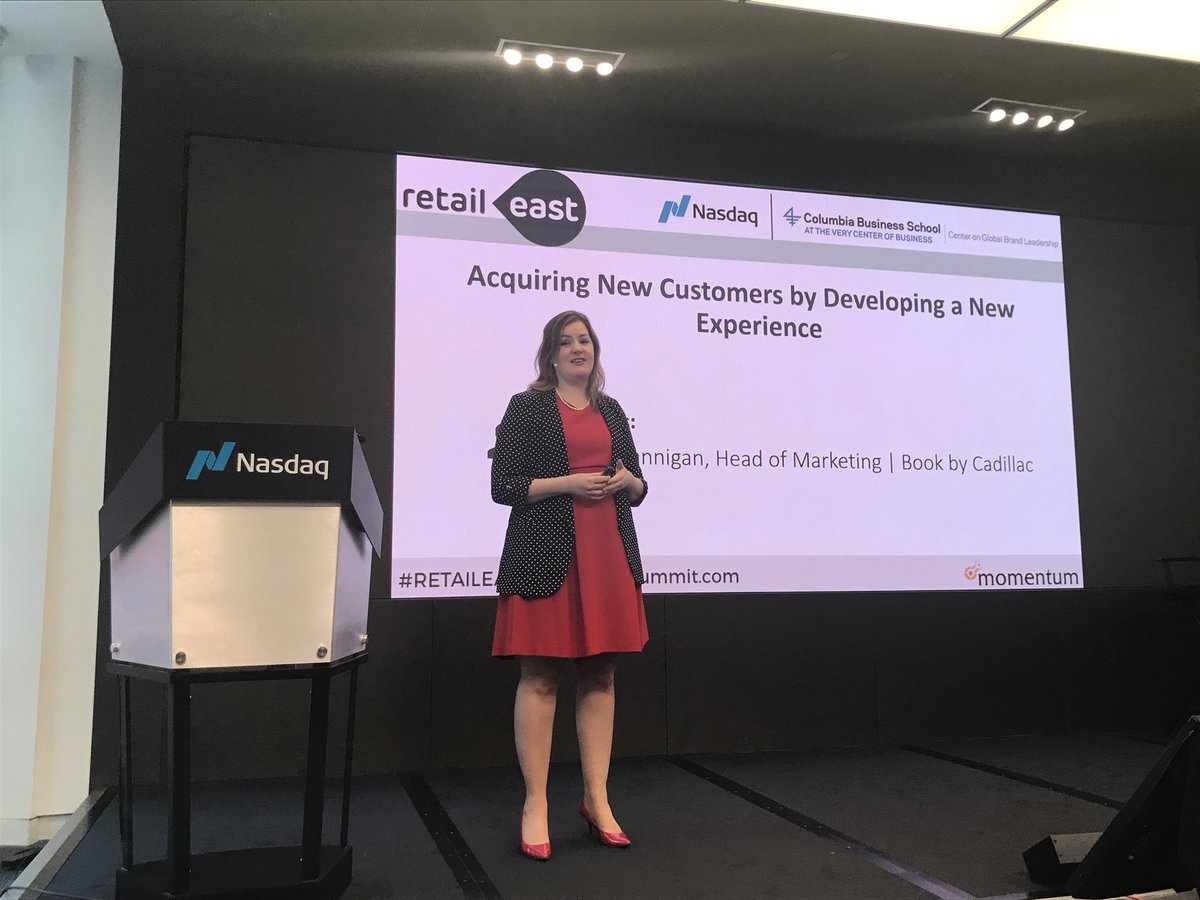 FireballDeena's tweet photo. Tara Brannigan, Head of Marketing at Book by Cadillac @Cadillac . Valuable insights, learning &amp; networking at #RetailEastSummit today @Nasdaq MarketSite https://t.co/0Bz3qBrJRt