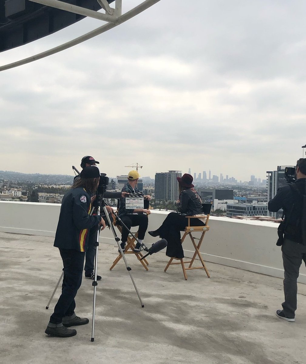 Dan on the roof of Capitol Records filming an interview for KROQ (© posshog / nicalvarez)
