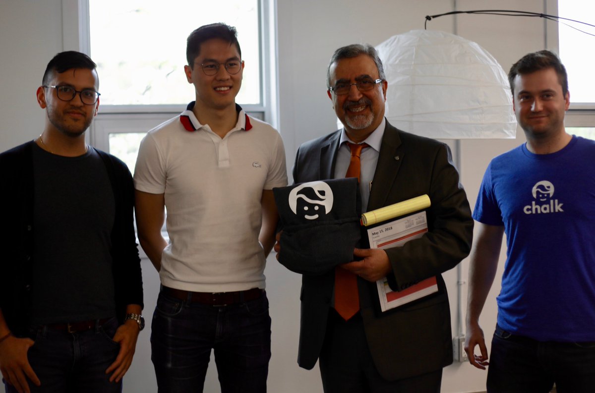 Thank you to <a href="/WilliamWZ/">William Zhou</a>, <a href="/rmckayfleming/">Ryan McKay-Fleming</a> and the @chalkdotcomteam, including past and present co-op students, for hosting me today for a tour and a great fireside chat! #UWaterloo #entrepreneurship