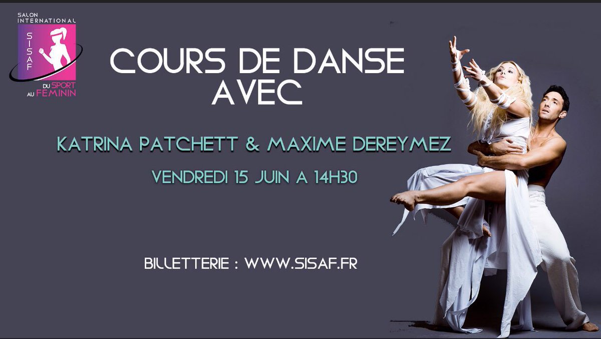 WomenSports_fr's tweet image. Exclusif🔥#onvousgate #Jeux #concours @katrinapatchett @maximedereymez vous feront danser au @SISAF2018 Gagnez 2 places pour ce cours privé RT+ Follow  @SISAF2018 et @WomenSports_fr pour danser avec les stars @DALS_TF1 Tirage le 27 Mai 🍀