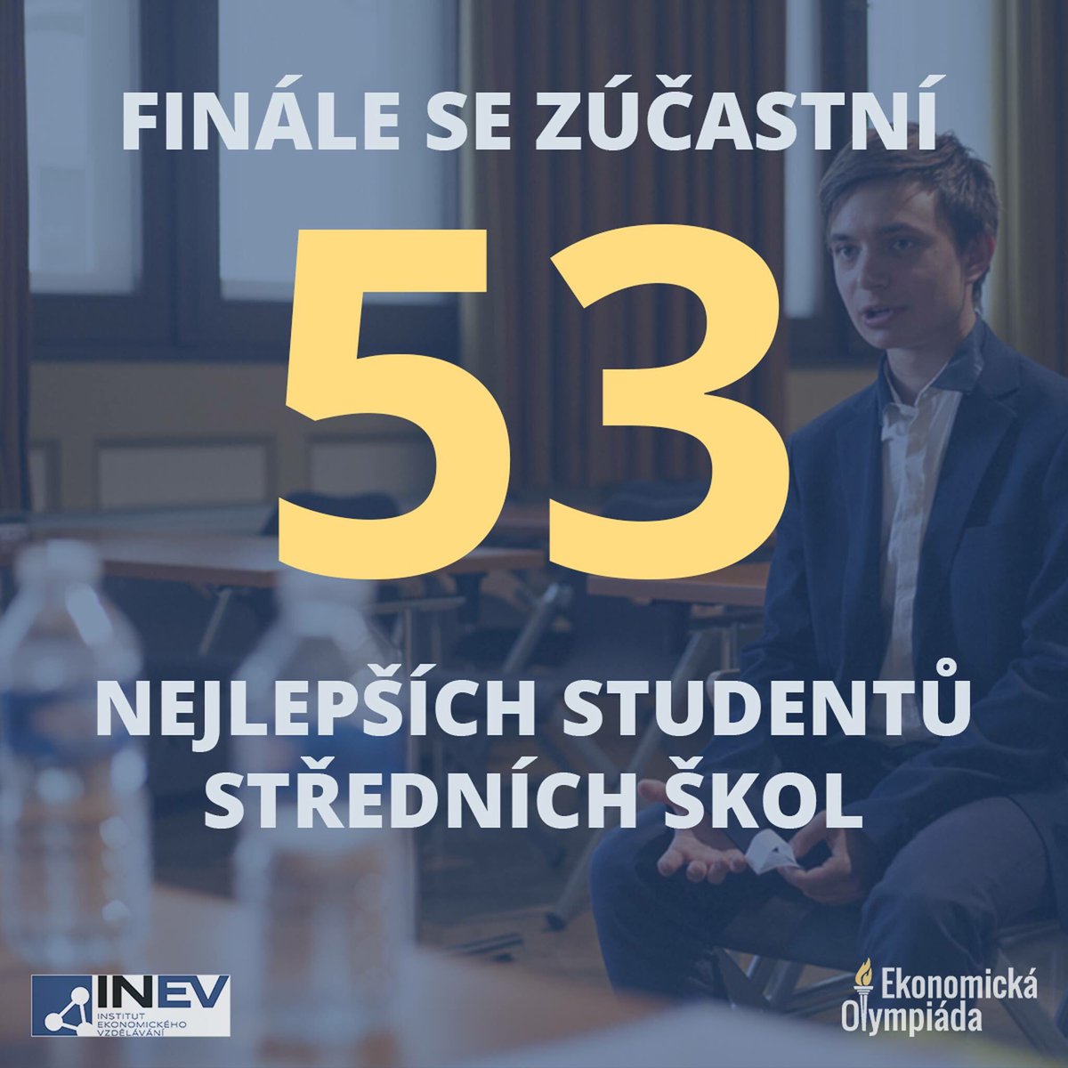 Finále Ekonomické olympiády se bude konat 21. června v <a href="/CNB_cz/">Česká národní banka</a> v Praze! Z více než 10 000 středoškoláku jich 53 postoupilo do finále. V cestě jim stálo školní a krajské kolo.