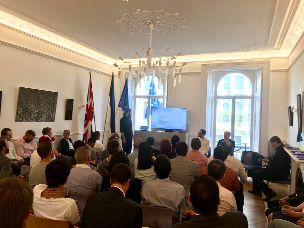 estembassyuk's tweet photo. First meetup of #e_Residents in the UK today at the Embassy with Chief Evangelist @adamrangpr and @pohjalabeer. Full house! https://t.co/cKH7A1WZsr