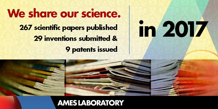 AmesNatLab's tweet photo. 6. We know science is better done together. We partner with other #NationalLabs, academic &amp; research institutions, and industry. We publish, publish, publish! #AmesLabPeople #AmesLabProud https://t.co/vCJsf5FusH