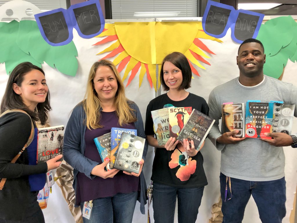 MLuckritz's tweet photo. @RMHSMUSTANGS staff understands life-long reading = life-long learning!  Summer Reading Kickoff Celebration #RMHSReads https://t.co/PWh650HDRN
