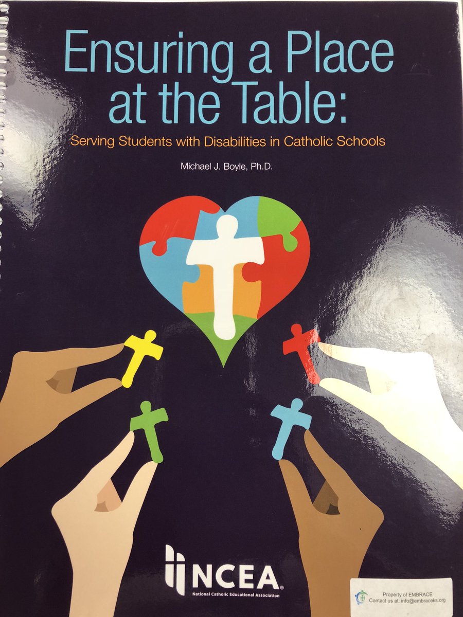 EMBRACEKS's tweet photo. Where will inclusion take you next school year? "Ensuring a Place at the Table: Serving Students with Disabilities in Catholic Schools" @MJBoyle3  should be on your summer reading list as a call to ACTION.  Available at https://t.co/vPXmKNCeCg or to buy @NCEATALK
#ToolsforTuesday https://t.co/VvJku1Kave