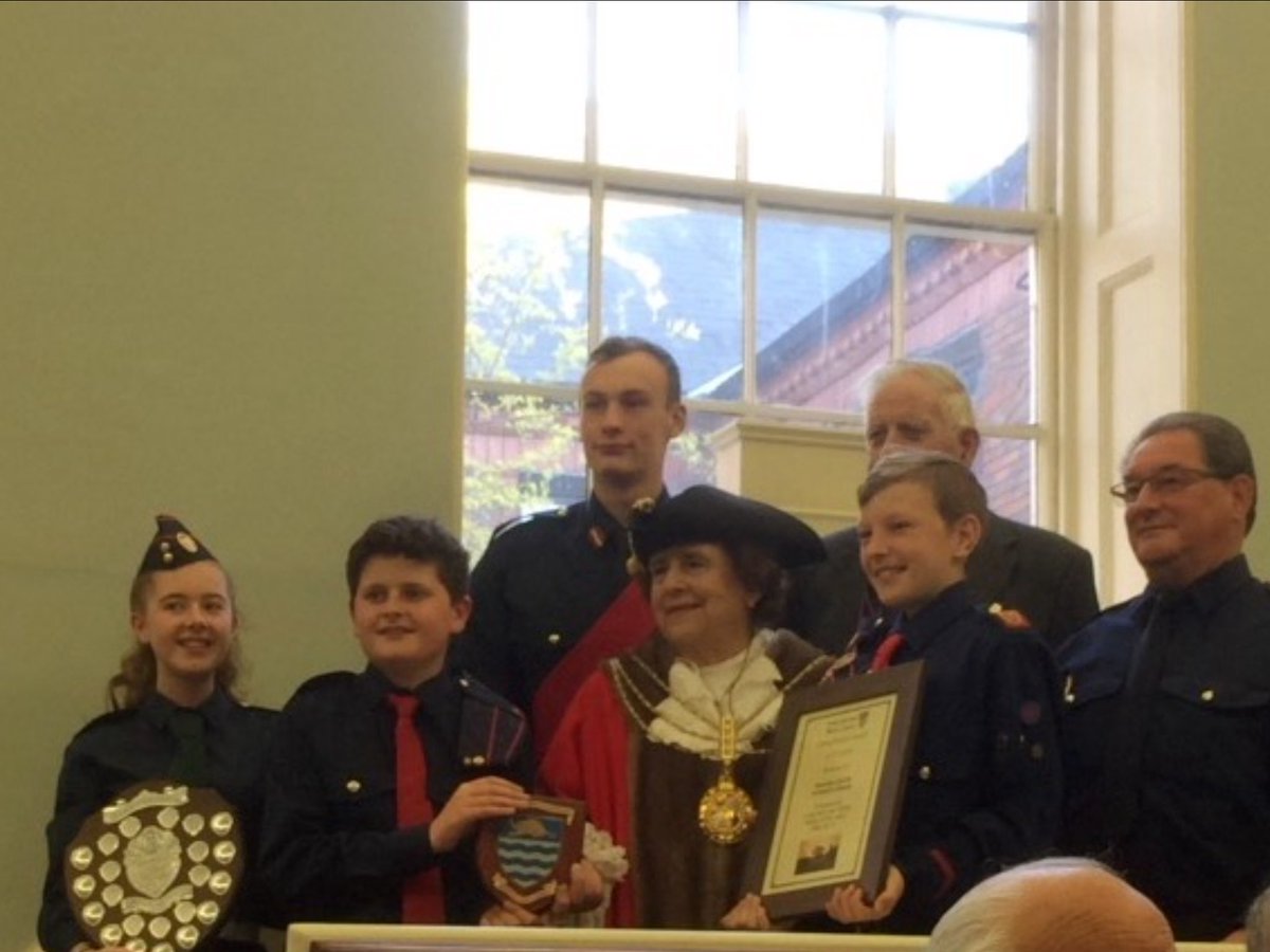 Representatives at the Mayor Making Ceromony receiving the Young Persons Award from outgoing Mayor Councillor Anne Willis