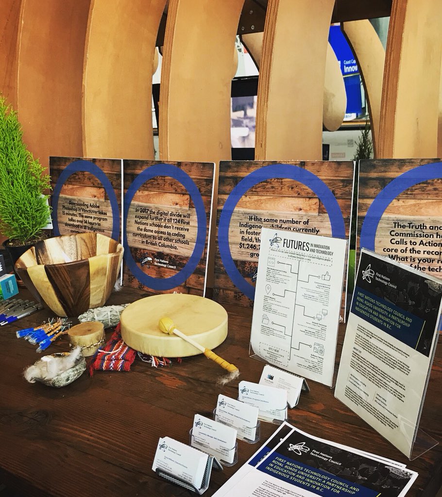 FN_TechCouncil's tweet image. We’re back with our bear at the #BCTECH Summit! Come talk to us about #indigenoustech and get your pin to help promote #digitalequity through better connectivity.