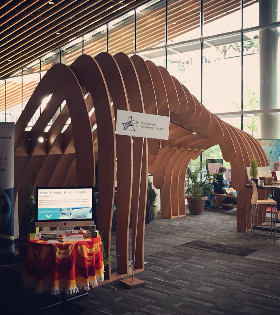 FN_TechCouncil's tweet image. We’re back with our bear at the #BCTECH Summit! Come talk to us about #indigenoustech and get your pin to help promote #digitalequity through better connectivity.