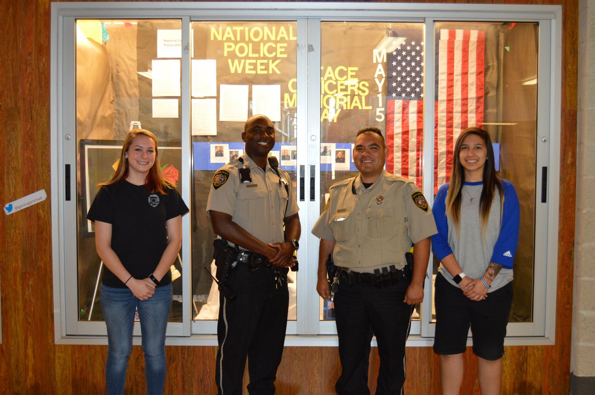 cisdnews's tweet photo. CHS students are observing Peace Officers Memorial Day, a day to honor officers killed or disabled in the line of duty. Students Cassidy Costa and Lauren Bailey created a display to honor our fallen officers, including one that hits close to home, Officer Kenneth Copeland. https://t.co/p97Oyeau04
