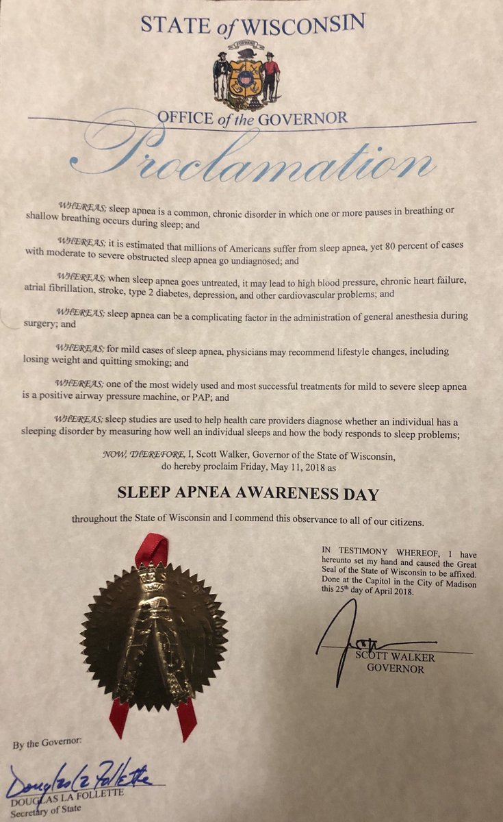 croon1's tweet image. I want to thank the Governor of Wisconsin for being the 39th Governor in the USA to issue a Sleep Apnea Awareness Proclamation. Only 11 more to go. It has taken me over five years to obtain the 39 that I have received. @GovWalker @LouDPhillips @LouieAnderson @RealCarrotTop #News