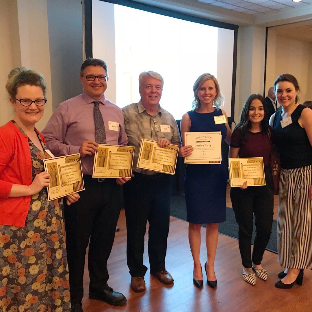 In a region full of amazing educators, I am honored to be recognized as the <a href="/AAFDayton/">AAF Dayton</a> Educator of the Year. Congratulations to the <a href="/saa_edu/">School of Advertising Art</a> faculty, staff, and alumni were celebrated tonight!