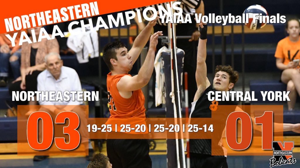 YAIAA FINALS <a href="/NESD/">Northeastern Bobcats</a> Volleyball vs <a href="/CYHS_BVB/">CYHS Boys Volleyball</a> <a href="/BrillhartCole/">Cole Brillhart</a> <a href="/jchev14/">Jacob</a> <a href="/alexcfinch7/">finch</a> <a href="/Jaredfurst/">Jared Furst</a> <a href="/Wyatt22Gdub/">Hudges</a> <a href="/austintrichard1/">Austin Richards</a> <a href="/zech_sanderson/">Zech Sanderson</a> <a href="/MtnDrew817/">D Willy</a> @ndotwilson <a href="/jarentz4/">Jodi Arentz</a> <a href="/drstaceysidle/">Stacey Sidle</a> <a href="/gahawk24/">GFitzsimmons</a> <a href="/drrandipayne/">Randi Payne</a> @DBurnsVB @LoriRiddle66 <a href="/jarentz4/">Jodi Arentz</a> <a href="/OliiviaMarie/">Olivia</a> <a href="/JadeShellenber2/">Jade Shellenberger</a>