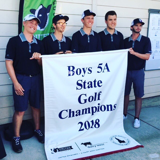 IDHSAA's tweet photo. Rocky Mountain HS is the 5A #IDHSAAState Boys Golf 🏌️ Champion! 

Final Team Scores
Rocky Mtn- 578
Coeur d’Alene – 612
Boise – 634
Mtn. View – 645

#IDPreps https://t.co/Tw4w3xzb1L