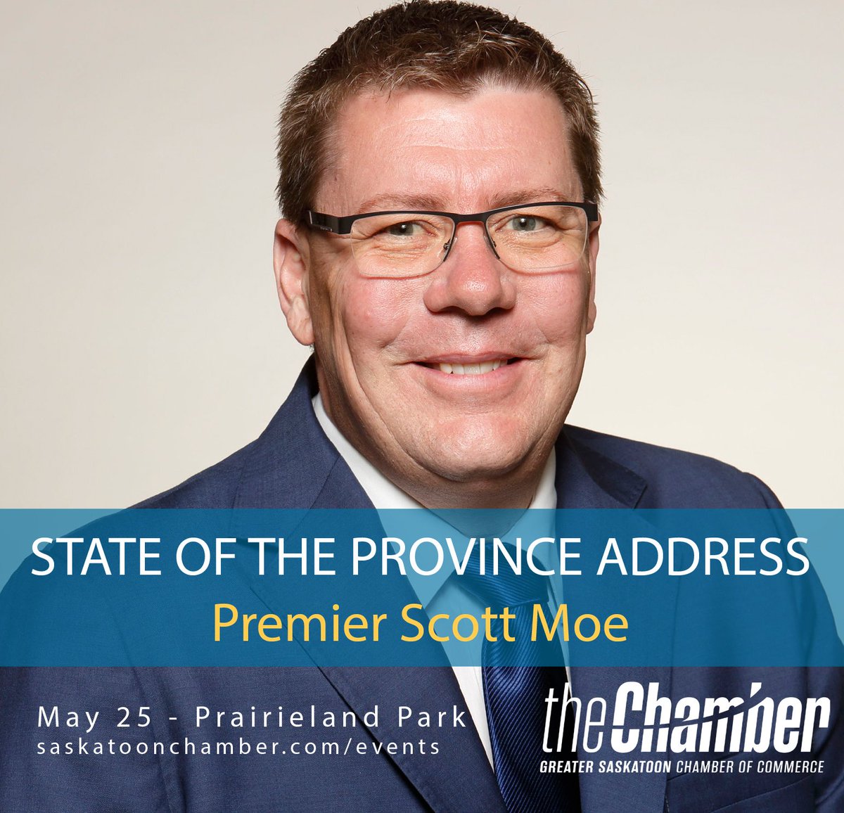 TheChamberYXE's tweet photo. At 11:30am on May 25, join @PremierScottMoe at @PrairielandParkSaskatoon for a State of the Province luncheon. Among other pressing topics, he'll discuss Trudeau's Carbon Tax and how #Sask is pushing back. 

Hurry. Seating Limited. Click to register:

https://t.co/TfqevXiyU7 https://t.co/S8pHc9qi4D
