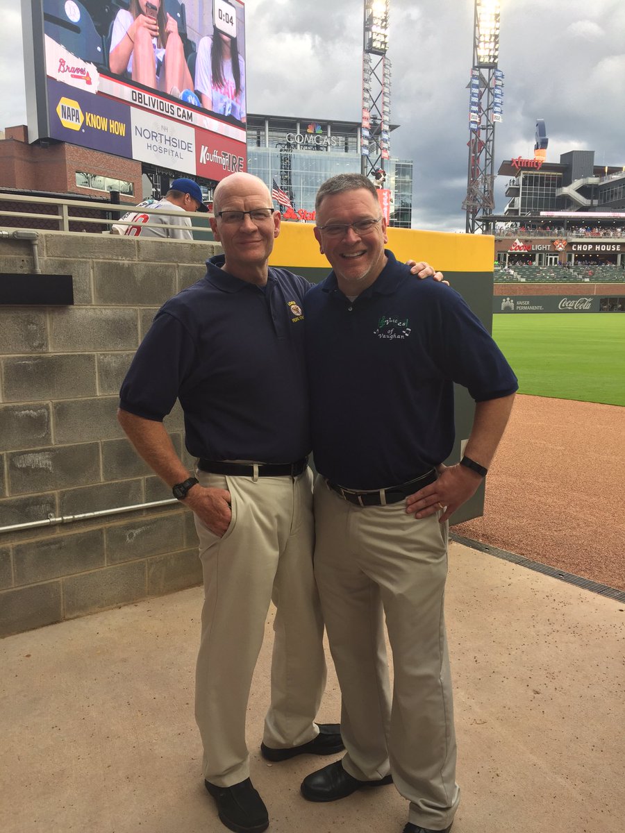 DrMcGill1's tweet photo. Vaughan &amp; Lewis joined together tonight for a fantastic performance of the National Anthem at the Braves game! @VaughanRockets  @lewiselem1 https://t.co/xwGSC0e5qi