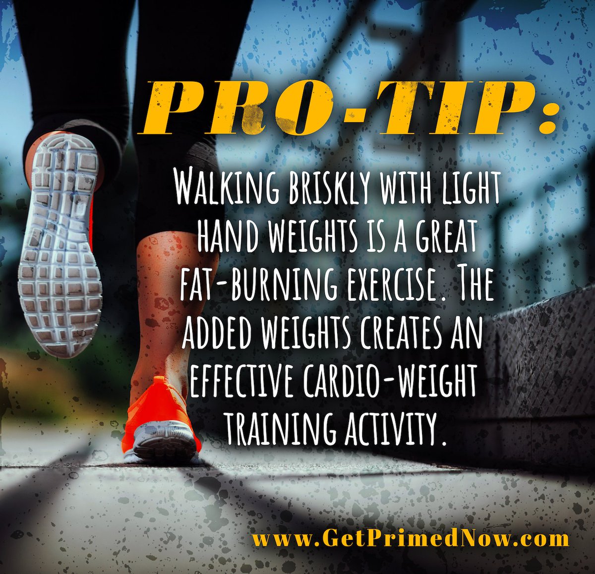 Are you pressed for time and looking to maximize your #workout's effectiveness? Here is a great strategy to try! Walk briskly for 30 minutes while holding 3-5 pound dumbbells. The added weight turns your normal walk into a supercharged cardio-strength training combo!
