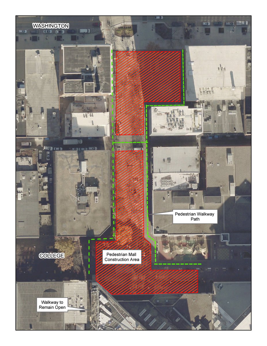 CityOfIowaCity's tweet photo. PED MALL UPDATE 🚧: Beginning 5/16 pedestrians will not have access on College St. between @breadgarden & @MartinisBarIC (outside the Graduate Hotel) in the #PedMall. People will reroute where Dubuque St. intersects with the alley. #PedProject https://t.co/gTlcKRvAw0 https://t.co/bXwWxzPJU1