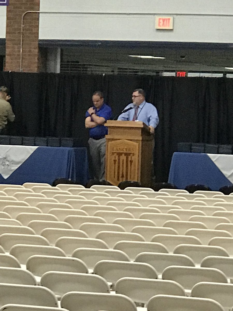 BTHSEastLancers's tweet photo. Three hours until the Class of 2018 walks across this stage for the final time as high school students!  Thank you to our Board of Education, maintenance staff, administration, and the rest of our support staff for making this possible.  And congratulations Class of 2018!!! https://t.co/zvdvz6eGdf