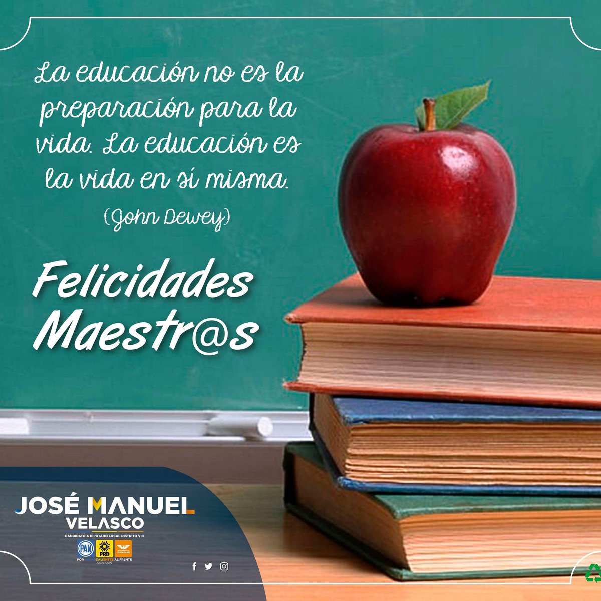 ¡Felicidades a todos los maestros por su día! 📚✏💼
Los invito a que #JuntosSigamosTrabajando por una mejor educación en Calvillo y San José de Gracia.